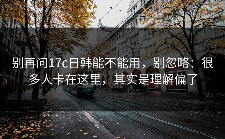 别再问17c日韩能不能用，别忽略：很多人卡在这里，其实是理解偏了