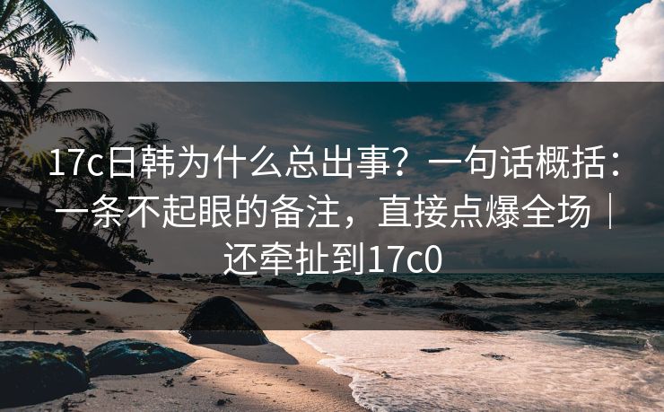 17c日韩为什么总出事？一句话概括：一条不起眼的备注，直接点爆全场｜还牵扯到17c0
