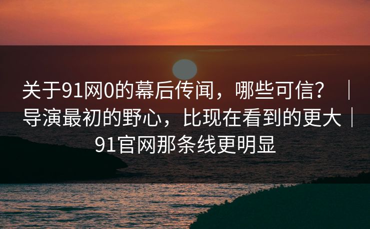 关于91网0的幕后传闻，哪些可信？ ｜ 导演最初的野心，比现在看到的更大｜91官网那条线更明显
