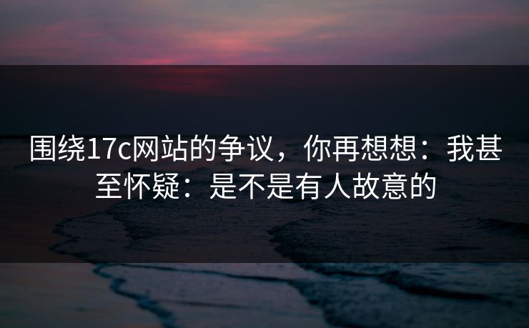 围绕17c网站的争议，你再想想：我甚至怀疑：是不是有人故意的