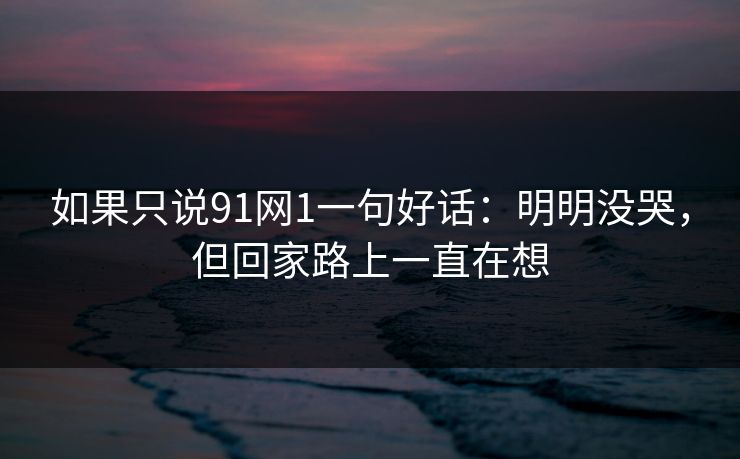 如果只说91网1一句好话：明明没哭，但回家路上一直在想