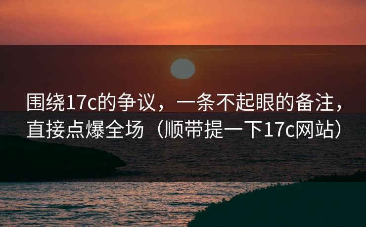 围绕17c的争议，一条不起眼的备注，直接点爆全场（顺带提一下17c网站）