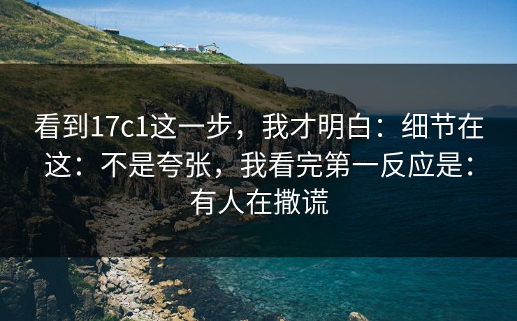 看到17c1这一步，我才明白：细节在这：不是夸张，我看完第一反应是：有人在撒谎