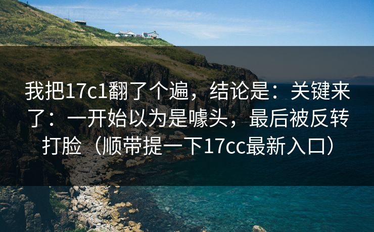 我把17c1翻了个遍，结论是：关键来了：一开始以为是噱头，最后被反转打脸（顺带提一下17cc最新入口）