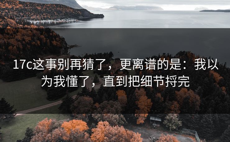 17c这事别再猜了，更离谱的是：我以为我懂了，直到把细节捋完