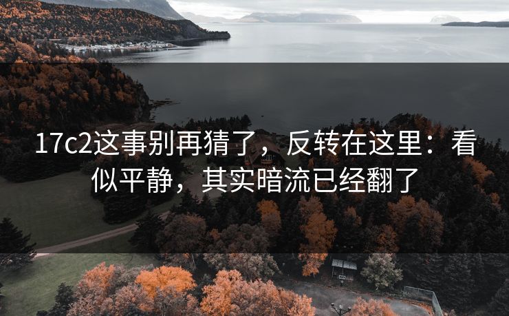 17c2这事别再猜了,反转在这里:看似平静,其实暗流已经翻了 17c2这事别再猜了,反转在这里:看似平静,其实暗流已经翻了